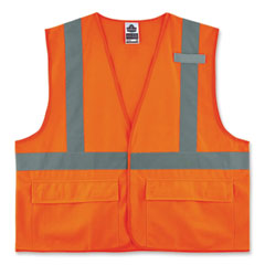 GloWear 8225HL Class 2 Standard Solid Hook and Loop Vest, Polyester, Orange, Large/X-Large, Ships in 1-3 Business Days