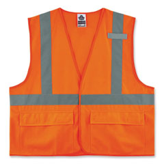 GloWear 8225HL Class 2 Standard Solid Hook and Loop Vest, Polyester, Orange, 4X-Large/5X-Large, Ships in 1-3 Business Days