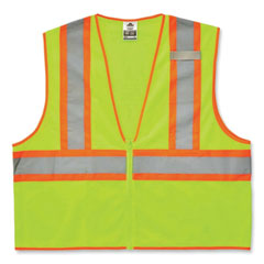 GloWear 8229Z Class 2 Economy Two-Tone Zipper Vest, Polyester, X-Small, Lime, Ships in 1-3 Business Days