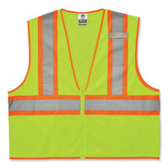 GloWear 8229Z Class 2 Economy Two-Tone Zipper Vest, Polyester, Small/Medium, Lime, Ships in 1-3 Business Days