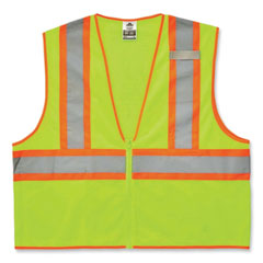 GloWear 8229Z Class 2 Economy Two-Tone Zipper Vest, Polyester, Large/X-Large, Lime, Ships in 1-3 Business Days