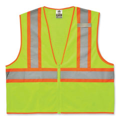 GloWear 8229Z Class 2 Economy Two-Tone Zipper Vest, Polyester, 4X-Large/5X-Large, Lime, Ships in 1-3 Business Days