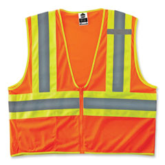 GloWear 8229Z Class 2 Economy Two-Tone Zipper Vest, Polyester, Small/Medium, Orange, Ships in 1-3 Business Days