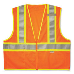 GloWear 8230Z Class 2 Two-Tone Mesh Zipper Vest, Polyester, Small/Medium, Orange, Ships in 1-3 Business Days