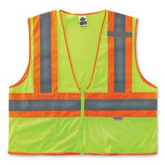 GloWear 8230Z Class 2 Two-Tone Mesh Zipper Vest, Polyester, 2X-Large/3X-Large, Lime, Ships in 1-3 Business Days