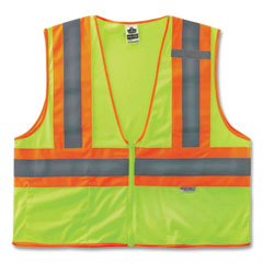 GloWear 8230Z Class 2 Two-Tone Mesh Zipper Vest, Polyester, 4X-Large/5X-Large, Lime, Ships in 1-3 Business Days