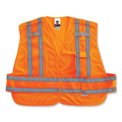 GloWear 8244PSV Class 2 Expandable Public Safety Hook and Loop Vest, Polyester, Med/Large, Orange, Ships in 1-3 Business Days