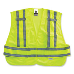 GloWear 8244PSV Class 2 Expandable Public Safety Hook and Loop Vest, Polyester, Med/Large, Lime, Ships in 1-3 Business Days