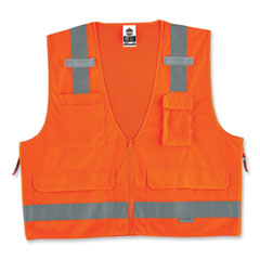 GloWear 8250Z Class 2 Surveyors Zipper Vest, Polyester, Large/X-Large, Orange, Ships in 1-3 Business Days