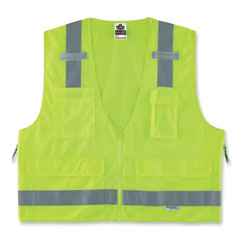 GloWear 8250Z Class 2 Surveyors Zipper Vest, Polyester, Small/Medium, Lime, Ships in 1-3 Business Days