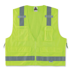 GloWear 8250Z Class 2 Surveyors Zipper Vest, Polyester, Large/X-Large, Lime, Ships in 1-3 Business Days