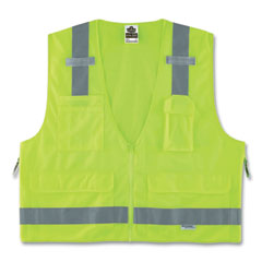 GloWear 8250Z Class 2 Surveyors Zipper Vest, Polyester, 2X-Large/3X-Large, Lime, Ships in 1-3 Business Days