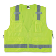 GloWear 8250Z Class 2 Surveyors Zipper Vest, Polyester, 4X-Large/5X-Large, Lime, Ships in 1-3 Business Days