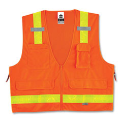 GloWear 8250ZHG Class 2 Hi-Gloss Surveyors Zipper Vest, Polyester, Small/Medium, Orange, Ships in 1-3 Business Days