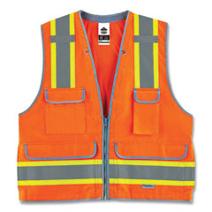 GloWear 8254HDZ Class 2 Heavy-Duty Surveyors Zipper Vest, Polyester, Large/X-Large, Orange, Ships in 1-3 Business Days