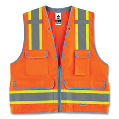 GloWear 8254HDZ Class 2 Heavy-Duty Surveyors Zipper Vest, Polyester, 2X-Large/3X-Large, Orange, Ships in 1-3 Business Days