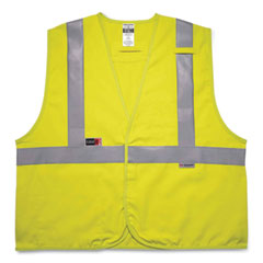 GloWear 8261FRHL Class 2 Dual Compliant FR Hook and Loop Safety Vest, Large/X-Large, Lime, Ships in 1-3 Business Days