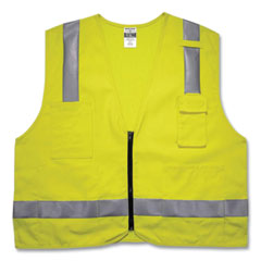 GloWear 8262FRZ Class 2 FR Surveyor Zipper Vest, Tencel/Modacrylic/Para-aramid/Kevlar, L/XL, Lime, Ships in 1-3 Business Days