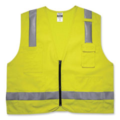 GloWear 8262FRZ Class 2 FR Surveyor Zip Vest, Tencel/Modacrylic/Para-aramid/Kevlar, 4XL/5XL, Lime, Ships in 1-3 Business Days