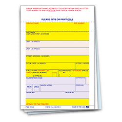 Vehicle Deal Labels - 3 Part - Part 1 is P/A 100 / PK