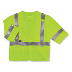 GloWear 8356FRHL Class 3 FR Hook and Loop Safety Vest with Sleeves, Modacrylic, Small/Med, Lime, Ships in 1-3 Business Days