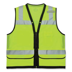 GloWear 8253HDZ Class 2 Heavy-Duty Mesh Surveyors Vest, Polyester, 4X-Large/5X-Large, Lime, Ships in 1-3 Business Days