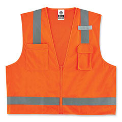 GloWear 8249Z Class 2 Economy Surveyors Zipper Vest, Polyester, 2X-Large/3X-Large, Orange, Ships in 1-3 Business Days