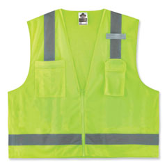 GloWear 8249Z Class 2 Economy Surveyors Zipper Vest, Polyester, X-Small, Lime, Ships in 1-3 Business Days