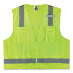 GloWear 8249Z Class 2 Economy Surveyors Zipper Vest, Polyester, Large/X-Large, Lime, Ships in 1-3 Business Days