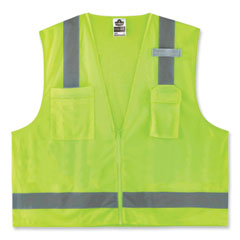 GloWear 8249Z Class 2 Economy Surveyors Zipper Vest, Polyester, 2X-Large/3X-Large, Lime, Ships in 1-3 Business Days