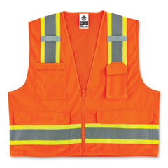 GloWear 8248Z Class 2 Two-Tone Surveyors Zipper Vest, Polyester, Small/Medium, Orange, Ships in 1-3 Business Days