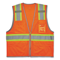 GloWear 8246Z Class 2 Two-Tone Mesh Reflective Binding Zipper Vest, Polyester, Small/Med, Orange, Ships in 1-3 Business Days