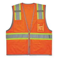 GloWear 8246Z Class 2 Two-Tone Mesh Reflective Binding Zipper Vest, Polyester, Large/XL, Orange, Ships in 1-3 Business Days