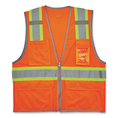 GloWear 8246Z Class 2 Two-Tone Mesh Reflective Binding Zipper Vest, Polyester, 2XL/3XL, Orange, Ships in 1-3 Business Days