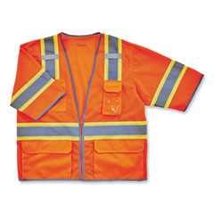 GloWear 8346Z Class 3 Two-Tone Hi-Vis Surveyor Zipper Vest, Small/Medium, Orange, Ships in 1-3 Business Days