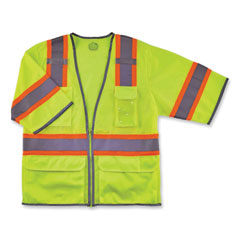 GloWear 8346Z Class 3 Two-Tone Hi-Vis Surveyor Zipper Vest, Small/Medium, Lime, Ships in 1-3 Business Days