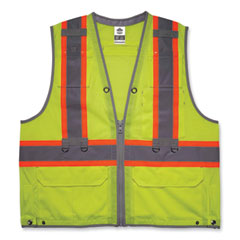 GloWear 8231TV Class 2 Hi-Vis Tool Tethering Safety Vest, Polyester, 2X-Large/3X-Large, Lime, Ships in 1-3 Business Days