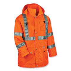 GloWear 8365 Class 3 Hi-Vis Rain Jacket, Polyester, 3X-Large, Orange, Ships in 1-3 Business Days