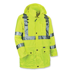 GloWear 8365 Class 3 Hi-Vis Rain Jacket, Polyester, Small, Lime, Ships in 1-3 Business Days