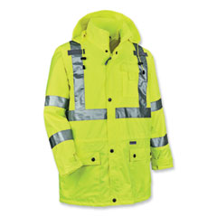 GloWear 8365 Class 3 Hi-Vis Rain Jacket, Polyester, X-Large, Lime, Ships in 1-3 Business Days