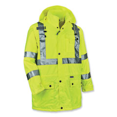 GloWear 8365 Class 3 Hi-Vis Rain Jacket, Polyester, 5X-Large, Lime, Ships in 1-3 Business Days