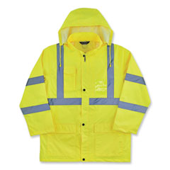 GloWear 8366 Class 3 Lightweight Hi-Vis Rain Jacket, Polyester, Small, Lime, Ships in 1-3 Business Days