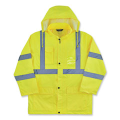 GloWear 8366 Class 3 Lightweight Hi-Vis Rain Jacket, Polyester, 4X-Large, Lime, Ships in 1-3 Business Days