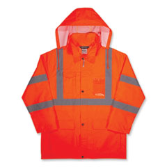 GloWear 8366 Class 3 Lightweight Hi-Vis Rain Jacket, Polyester, Small, Orange, Ships in 1-3 Business Days