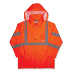 GloWear 8366 Class 3 Lightweight Hi-Vis Rain Jacket, Polyester, Medium, Orange, Ships in 1-3 Business Days