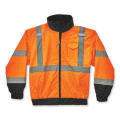 GloWear 8379 Class 3 Hi-Vis Fleece Lined Bomber Jacket, Orange, Medium, Ships in 1-3 Business Days