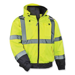 GloWear 8379 Class 3 Hi-Vis Fleece Lined Bomber Jacket, Lime, Small, Ships in 1-3 Business Days