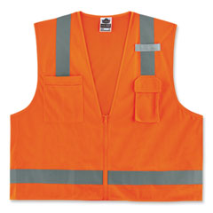 GloWear 8249Z-S Single Size Class 2 Economy Surveyors Zipper Vest, Polyester, X-Small, Orange, Ships in 1-3 Business Days