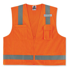 GloWear 8249Z-S Single Size Class 2 Economy Surveyors Zipper Vest, Polyester, 4X-Large, Orange, Ships in 1-3 Business Days