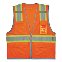 GloWear 8246Z-S Single Size Class 2 Two-Tone Mesh Vest, Polyester, 4X-Large, Orange, Ships in 1-3 Business Days